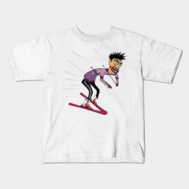 Crazy skier Kids T-Shirt by ComPix